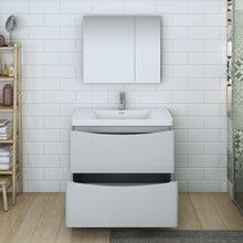 Load image into Gallery viewer, Fresca Tuscany 36&quot; Glossy Gray Free Standing Modern Bathroom Vanity w/ Medicine Cabinet- Fresca