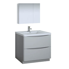 Load image into Gallery viewer, Fresca Tuscany 36&quot; Glossy Gray Free Standing Modern Bathroom Vanity w/ Medicine Cabinet- Fresca