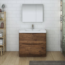 Load image into Gallery viewer, Fresca Tuscany 36&quot; Rosewood Free Standing Modern Bathroom Vanity w/ Medicine Cabinet- Fresca