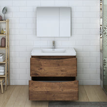 Load image into Gallery viewer, Fresca Tuscany 36&quot; Rosewood Free Standing Modern Bathroom Vanity w/ Medicine Cabinet- Fresca