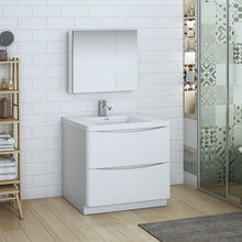 Load image into Gallery viewer, Fresca Tuscany 36&quot; Glossy White Free Standing Modern Bathroom Vanity w/ Medicine Cabinet- Fresca