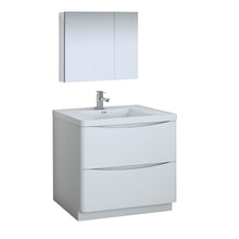 Load image into Gallery viewer, Fresca Tuscany 36&quot; Glossy White Free Standing Modern Bathroom Vanity w/ Medicine Cabinet- Fresca