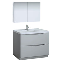 Load image into Gallery viewer, Fresca Tuscany 40&quot; Glossy Gray Free Standing Modern Bathroom Vanity w/ Medicine Cabinet- Fresca