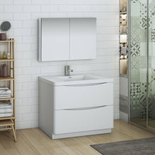 Load image into Gallery viewer, Fresca Tuscany 40&quot; Glossy White Free Standing Modern Bathroom Vanity w/ Medicine Cabinet- Fresca