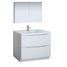 Load image into Gallery viewer, Fresca Tuscany 40&quot; Glossy White Free Standing Modern Bathroom Vanity w/ Medicine Cabinet- Fresca