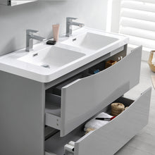 Load image into Gallery viewer, Fresca Tuscany 48&quot; Glossy Gray Free Standing Double Sink Modern Bathroom Vanity w/ Medicine Cabinet- Fresca