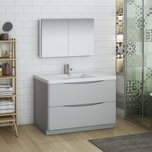 Load image into Gallery viewer, Fresca Tuscany 48&quot; Glossy Gray Free Standing Modern Bathroom Vanity w/ Medicine Cabinet- Fresca
