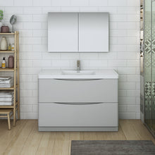 Load image into Gallery viewer, Fresca Tuscany 48&quot; Glossy Gray Free Standing Modern Bathroom Vanity w/ Medicine Cabinet- Fresca
