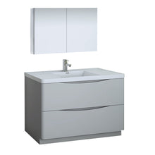 Load image into Gallery viewer, Fresca Tuscany 48&quot; Glossy Gray Free Standing Modern Bathroom Vanity w/ Medicine Cabinet- Fresca