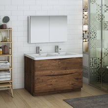 Load image into Gallery viewer, Fresca Tuscany 48&quot; Rosewood Free Standing Double Sink Modern Bathroom Vanity w/ Medicine Cabinet- Fresca