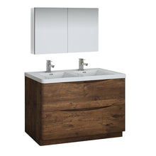 Load image into Gallery viewer, Fresca Tuscany 48&quot; Rosewood Free Standing Double Sink Modern Bathroom Vanity w/ Medicine Cabinet- Fresca