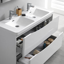 Load image into Gallery viewer, Fresca Tuscany 48&quot; Glossy White Free Standing Double Sink Modern Bathroom Vanity w/ Medicine Cabinet- Fresca