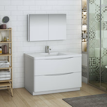 Load image into Gallery viewer, Fresca Tuscany 48&quot; Glossy White Free Standing Modern Bathroom Vanity w/ Medicine Cabinet- Fresca
