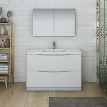 Load image into Gallery viewer, Fresca Tuscany 48&quot; Glossy White Free Standing Modern Bathroom Vanity w/ Medicine Cabinet- Fresca