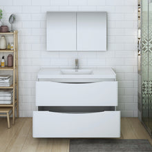 Load image into Gallery viewer, Fresca Tuscany 48&quot; Glossy White Free Standing Modern Bathroom Vanity w/ Medicine Cabinet- Fresca