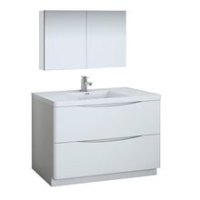 Load image into Gallery viewer, Fresca Tuscany 48&quot; Glossy White Free Standing Modern Bathroom Vanity w/ Medicine Cabinet- Fresca
