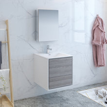 Load image into Gallery viewer, Fresca Catania 24&quot; Glossy Ash Gray Wall Hung Modern Bathroom Vanity w/ Medicine Cabinet- Fresca