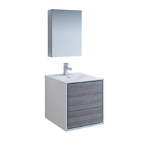 Load image into Gallery viewer, Fresca Catania 24&quot; Glossy Ash Gray Wall Hung Modern Bathroom Vanity w/ Medicine Cabinet- Fresca