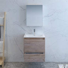 Load image into Gallery viewer, Fresca Catania 24&quot; Rustic Natural Wood Wall Hung Modern Bathroom Vanity w/ Medicine Cabinet- Fresca
