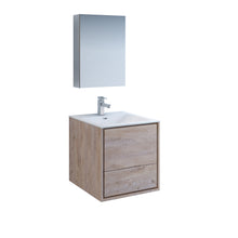 Load image into Gallery viewer, Fresca Catania 24&quot; Rustic Natural Wood Wall Hung Modern Bathroom Vanity w/ Medicine Cabinet- Fresca