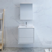 Load image into Gallery viewer, Fresca Catania 24&quot; Glossy White Wall Hung Modern Bathroom Vanity w/ Medicine Cabinet- Fresca