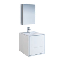 Load image into Gallery viewer, Fresca Catania 24&quot; Glossy White Wall Hung Modern Bathroom Vanity w/ Medicine Cabinet- Fresca