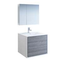 Load image into Gallery viewer, Fresca Catania 30&quot; Glossy Ash Gray Wall Hung Modern Bathroom Vanity w/ Medicine Cabinet- Fresca