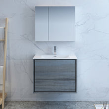 Load image into Gallery viewer, Fresca Catania 30&quot; Ocean Gray Wall Hung Modern Bathroom Vanity w/ Medicine Cabinet- Fresca