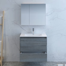Load image into Gallery viewer, Fresca Catania 30&quot; Ocean Gray Wall Hung Modern Bathroom Vanity w/ Medicine Cabinet- Fresca