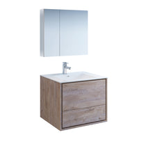 Load image into Gallery viewer, Fresca Catania 30&quot; Rustic Natural Wood Wall Hung Modern Bathroom Vanity w/ Medicine Cabinet- Fresca