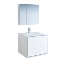 Load image into Gallery viewer, Fresca Catania 30&quot; Glossy White Wall Hung Modern Bathroom Vanity w/ Medicine Cabinet- Fresca