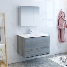 Load image into Gallery viewer, Fresca Catania 36&quot; Ocean Gray Wall Hung Modern Bathroom Vanity w/ Medicine Cabinet- Fresca