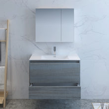 Load image into Gallery viewer, Fresca Catania 36&quot; Ocean Gray Wall Hung Modern Bathroom Vanity w/ Medicine Cabinet- Fresca