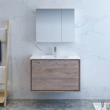 Load image into Gallery viewer, Fresca Catania 36&quot; Rustic Natural Wood Wall Hung Modern Bathroom Vanity w/ Medicine Cabinet- Fresca