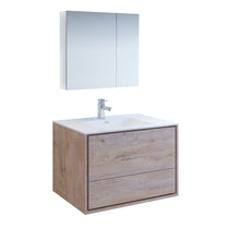 Load image into Gallery viewer, Fresca Catania 36&quot; Rustic Natural Wood Wall Hung Modern Bathroom Vanity w/ Medicine Cabinet- Fresca