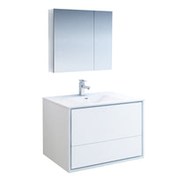 Load image into Gallery viewer, Fresca Catania 36&quot; Glossy White Wall Hung Modern Bathroom Vanity w/ Medicine Cabinet- Fresca