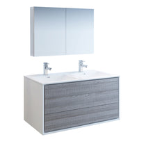 Load image into Gallery viewer, Fresca Catania 48&quot; Glossy Ash Gray Wall Hung Double Sink Modern Bathroom Vanity w/ Medicine Cabinet- Fresca