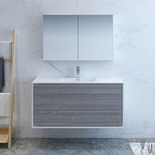 Load image into Gallery viewer, Fresca Catania 48&quot; Glossy Ash Gray Wall Hung Modern Bathroom Vanity w/ Medicine Cabinet- Fresca