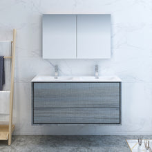 Load image into Gallery viewer, Fresca Catania 48&quot; Ocean Gray Wall Hung Double Sink Modern Bathroom Vanity w/ Medicine Cabinet- Fresca
