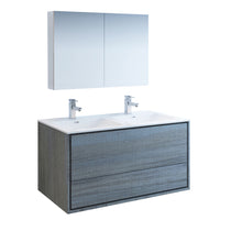 Load image into Gallery viewer, Fresca Catania 48&quot; Ocean Gray Wall Hung Double Sink Modern Bathroom Vanity w/ Medicine Cabinet- Fresca