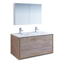 Load image into Gallery viewer, Fresca Catania 48&quot; Rustic Natural Wood Wall Hung Double Sink Modern Bathroom Vanity w/ Medicine Cabinet- Fresca