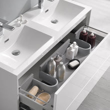 Load image into Gallery viewer, Fresca Catania 48&quot; Glossy White Wall Hung Double Sink Modern Bathroom Vanity w/ Medicine Cabinet- Fresca