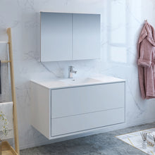Load image into Gallery viewer, Fresca Catania 48&quot; Glossy White Wall Hung Modern Bathroom Vanity w/ Medicine Cabinet- Fresca