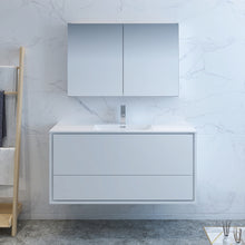 Load image into Gallery viewer, Fresca Catania 48&quot; Glossy White Wall Hung Modern Bathroom Vanity w/ Medicine Cabinet- Fresca