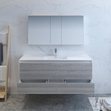 Load image into Gallery viewer, Fresca Catania 60&quot; Glossy Ash Gray Wall Hung Single Sink Modern Bathroom Vanity w/ Medicine Cabinet- Fresca
