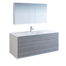Load image into Gallery viewer, Fresca Catania 60&quot; Glossy Ash Gray Wall Hung Single Sink Modern Bathroom Vanity w/ Medicine Cabinet- Fresca