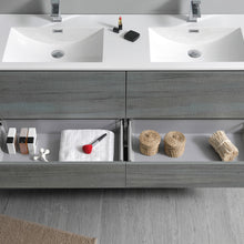 Load image into Gallery viewer, Fresca Catania 60&quot; Ocean Gray Wall Hung Double Sink Modern Bathroom Vanity w/ Medicine Cabinet- Fresca