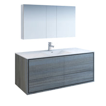 Load image into Gallery viewer, Fresca Catania 60&quot; Ocean Gray Wall Hung Single Sink Modern Bathroom Vanity w/ Medicine Cabinet- Fresca