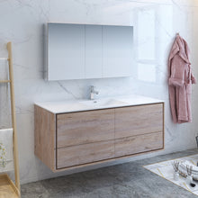 Load image into Gallery viewer, Fresca Catania 60&quot; Rustic Natural Wood Wall Hung Single Sink Modern Bathroom Vanity w/ Medicine Cabinet- Fresca