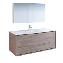Load image into Gallery viewer, Fresca Catania 60&quot; Rustic Natural Wood Wall Hung Single Sink Modern Bathroom Vanity w/ Medicine Cabinet- Fresca